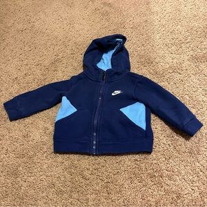 Blue and White Nike Zip Up Sweatshirt